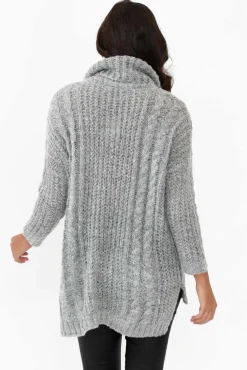 Knitwear<Cafe Latte Hamlin Grey Roll Neck Jumper