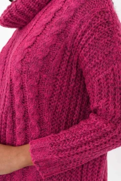 Knitwear<Cafe Latte Hamlin Hot Pink Roll Neck Jumper