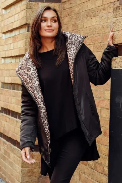 Jackets<Hammock u0026 Vine Hansel Brown Leopard Reversible Puffer Jacket