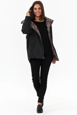 Jackets<Hammock u0026 Vine Hansel Brown Leopard Reversible Puffer Jacket