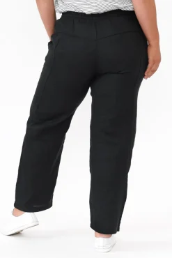 Pants<Silver Wishes Hardy Black Linen Drawstring Pant