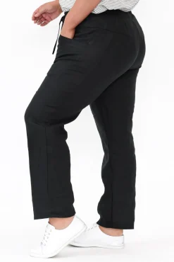 Pants<Silver Wishes Hardy Black Linen Drawstring Pant