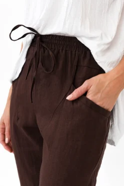 Pants<Silver Wishes Hardy Chocolate Linen Drawstring Pant