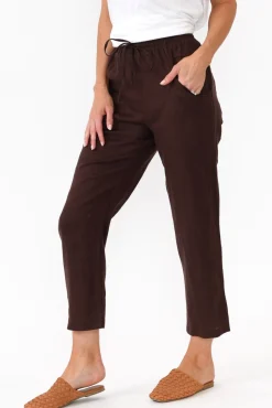 Pants<Silver Wishes Hardy Chocolate Linen Drawstring Pant