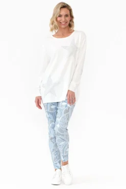 Pants<Rosa Sera Hartley Blue Floral Crinkle Pant