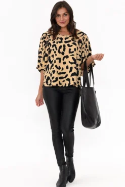 Sleeved Tops<New U Collection Heath Cream Leopard Puff Sleeve Top