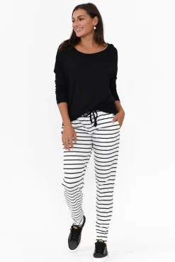 Pants<Betty Basics Heidi Black Stripe Cuffed Jogger Pant
