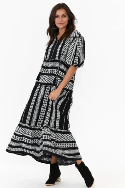 Cotton Dresses<Joop u0026 Gypsy Helena Black Embroidered Cotton Maxi Dress