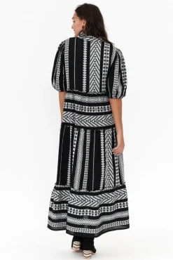 Cotton Dresses<Joop u0026 Gypsy Helena Black Embroidered Cotton Maxi Dress