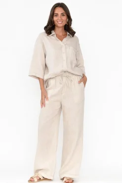 Pants<Label Of Love Hester Beige Linen Pocket Pant