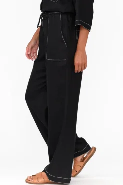 Pants<Label Of Love Hester Black Linen Pocket Pant