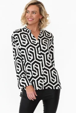 Shirts<Slate the Label Hetty Black Geo Shirt