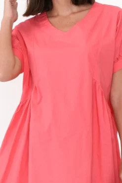 Cotton Dresses<Tirelli Hilda Pink Gathered Cotton Dress