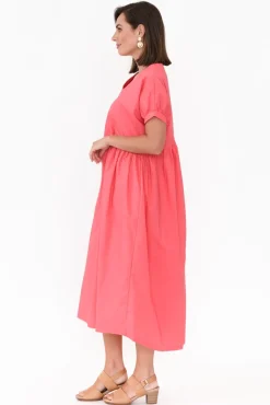 Cotton Dresses<Tirelli Hilda Pink Gathered Cotton Dress