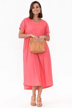 Cotton Dresses<Tirelli Hilda Pink Gathered Cotton Dress