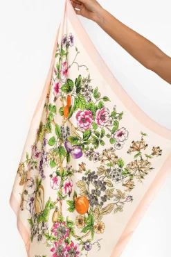 Scarves<Zoda Hilde Pink Satin Floral Square Scarf