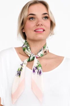 Scarves<Zoda Hilde Pink Satin Floral Square Scarf