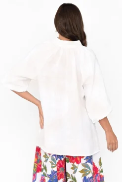 Linen Tops<Donna Donna Hiram White Linen Top