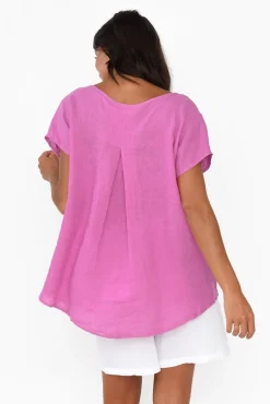 Linen Tops<Cali and Co Hiromi Pink Foil Flower Linen Top