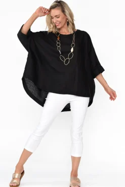 Linen Tops<Tirelli Holden Black Linen Pleat Top