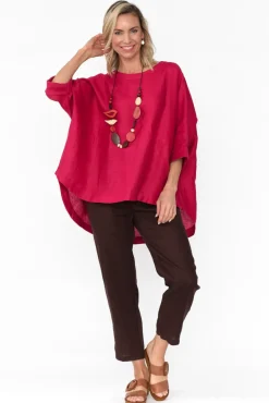 Linen Tops<Tirelli Holden Red Linen Pleat Top
