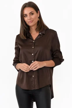 Shirts<365 Days Honor Chocolate Satin Shirt