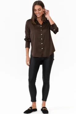 Shirts<365 Days Honor Chocolate Satin Shirt