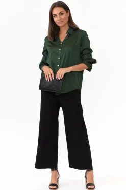 Shirts<365 Days Honor Dark Green Satin Shirt