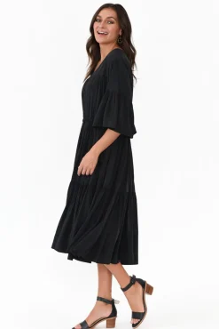 Cotton Dresses<Worthier Hope Black Tiered Midi Dress