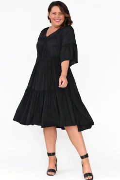 Cotton Dresses<Worthier Hope Black Tiered Midi Dress