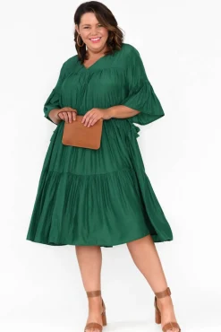 Cotton Dresses<Worthier Hope Green Tiered Midi Dress