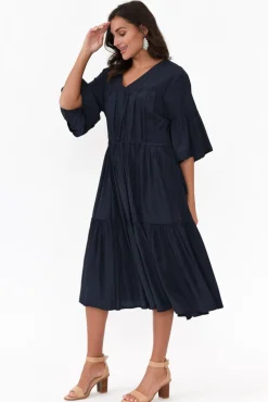 Cotton Dresses<Worthier Hope Navy Tiered Midi Dress