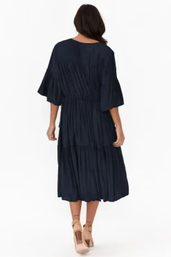Cotton Dresses<Worthier Hope Navy Tiered Midi Dress
