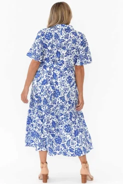 Cotton Dresses<Liberty Rose Houston Blue Blossom Cotton Tie Dress