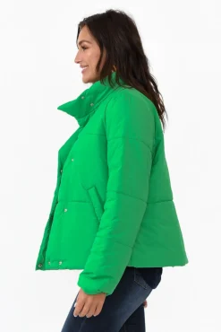 Jackets<Brave u0026 True Hudson Green Puffer Jacket