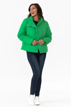 Jackets<Brave u0026 True Hudson Green Puffer Jacket