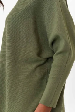 Knitwear<Cali and Co Iman Khaki Knit Drape Jumper