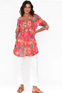 Cotton Tops<One Summer Indra Pink Blossom Cotton Tunic Top