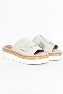 Slides<Alfie And Evie Inward Stone Suede Platform Slide