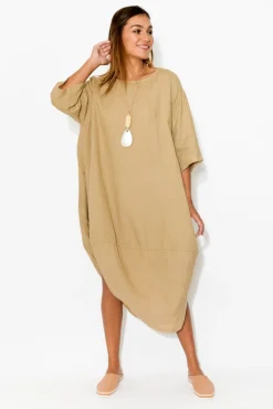 Linen Dresses<Montaigne Irina Caramel Linen Dress