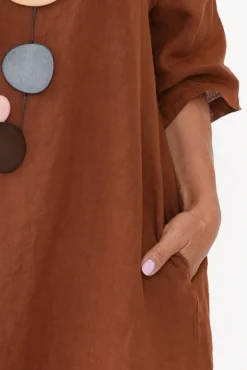 Linen Dresses<Montaigne Irina Rust Linen Dress