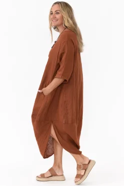 Linen Dresses<Montaigne Irina Rust Linen Dress