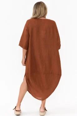 Linen Dresses<Montaigne Irina Rust Linen Dress