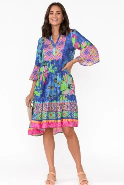 Above Knee Dresses<Escape Isabelle Blue Blossom Tiered Dress