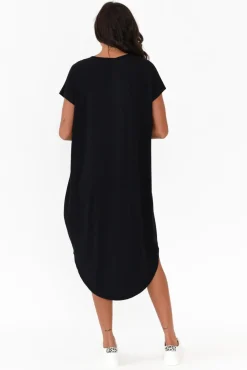 Midi Dresses<Tani Ivy Black Micro Modal Midi Dress