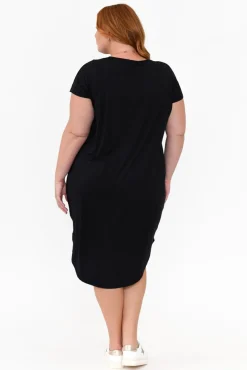 Midi Dresses<Tani Ivy Black Micro Modal Midi Dress