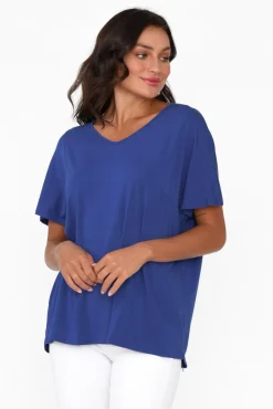 Sleeved Tops<Tani Ivy Cobalt Micro Modal Swing Tee