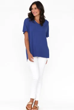 Sleeved Tops<Tani Ivy Cobalt Micro Modal Swing Tee