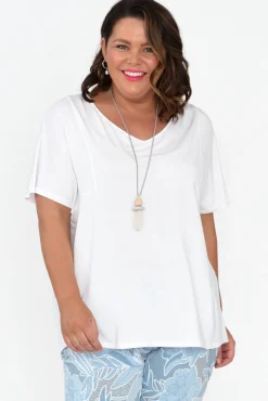 Sleeved Tops<Tani Ivy White Micro Modal Swing Tee