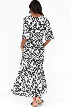 Maxi Dresses<Orientique Izmir Black Geo Frill Sleeve Dress